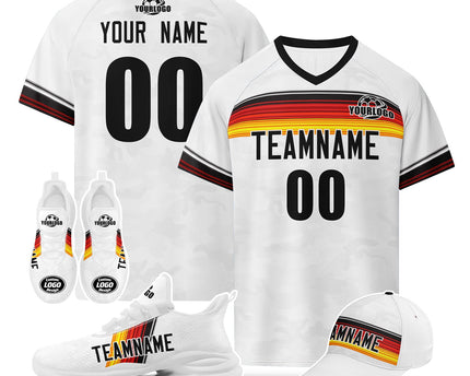 Custom Germany 2026 World Cup Jersey Sneakers Sports Shoes and Hat Combo Offer - White/Black