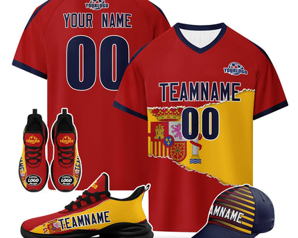 Custom Spain 2026 World Cup Jersey Sneakers and Hat Combo Offer