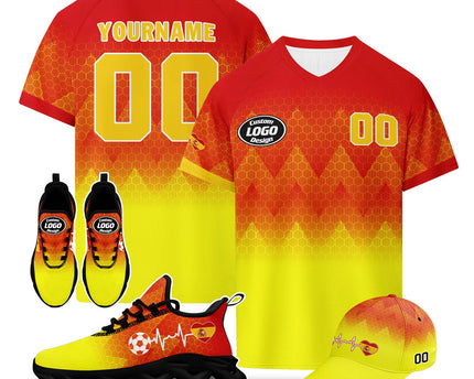 Custom 2026 World Cup Spain Jersey Sneakers and Hat Combo Offer