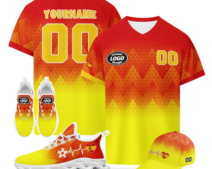 Custom 2026 World Cup Spain Jersey Sneakers and Hat Combo Offer