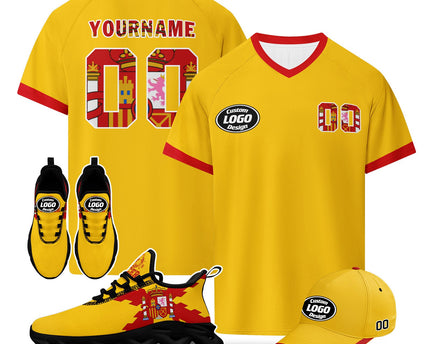 Custom 2026 World Cup Spain Jersey Sneakers and Hat Combo Offer
