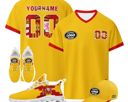 Custom 2026 World Cup Spain Jersey Sneakers and Hat Combo Offer