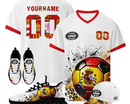 Custom 2026 World Cup Spain Jersey Sneakers and Hat Combo Offer