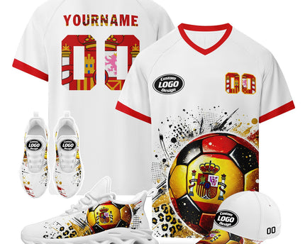 Custom 2026 World Cup Spain Jersey Sneakers and Hat Combo Offer