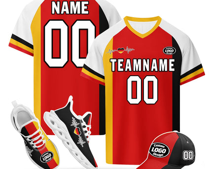 Custom Germany 2026 World Cup Jersey Sneakers Sports Shoes and Hat Combo Offer - Red
