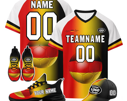 Custom Germany 2026 World Cup Jersey Sneakers Sports Shoes and Hat Combo Offer - Green/White