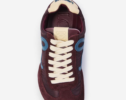 Men' Loewe Ballet Runner 2.0 In Nylon And Calfskin Burgundy Sneaker