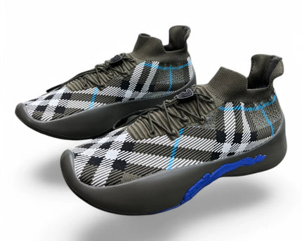 Men’s Burberry burbery Neptune Check Knit Khaki And Blue Sneaker