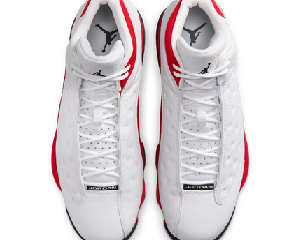 Men's Nike Air Jordan 13 Retro White and University Red Shoes
