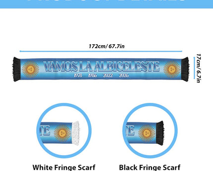 Argentina 2026 Football Soccer Scarf Vamos La Albiceleste