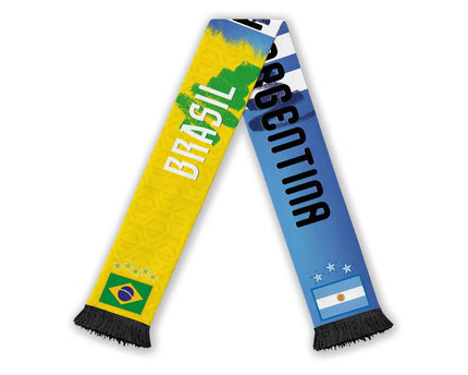 Argentina and Brazil Football Mashup Soccer Scarf La Albiceleste and Selecao