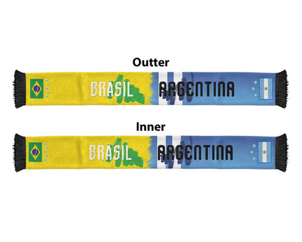 Argentina and Brazil Football Mashup Soccer Scarf La Albiceleste and Selecao