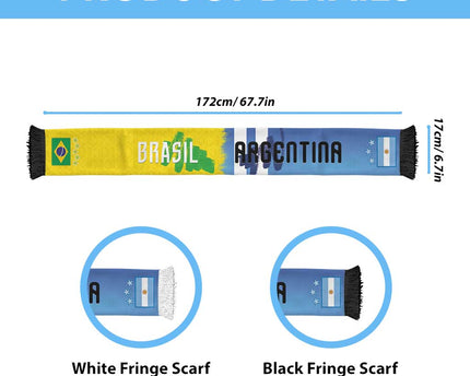 Argentina and Brazil Football Mashup Soccer Scarf La Albiceleste and Selecao