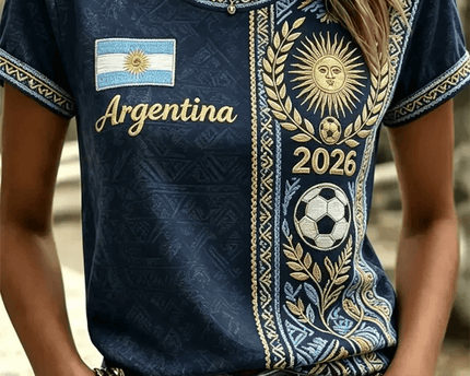 Argentina FIFA World Cup 2026 T-Shirt Women's Argentine National Team Merch Soccer Game Day Gifts