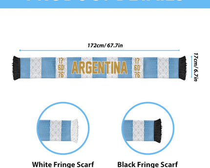 Argentina Hattrick WC26 Soccer Scarf Triple Strike Football Albiceleste Fan