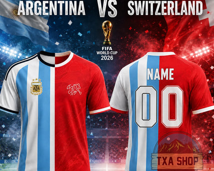 Argentina vs Switzerland Split Design FIFA World Cup 2026 Match T-Shirt