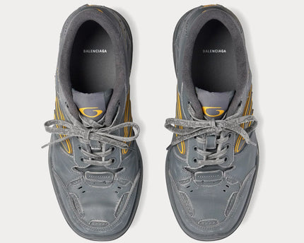 Men' Balenciaga Hamptons Worn-out Trainers Grey Yellow Low Sneaker