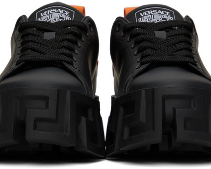 Men's Versace Greca Black Neon Orange Sneakers