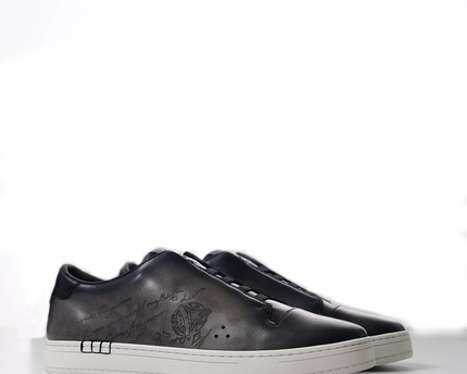 Men's Berluti Playtime Scritto Venezia Leather Black Sneakers