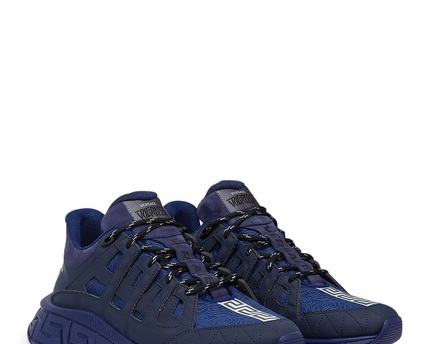 Men's Versace Men's Trigreca Lace Up Barocco Print Blue Sneakers