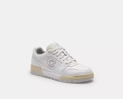 Men's COACH SoHo Leather Lace-Up Casual Optic White Sneakers
