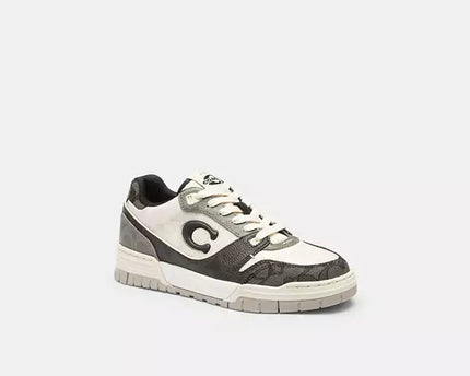 Men's COACH SoHo Leather Lace-Up Casual Black Sneakers
