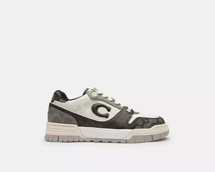 Men's COACH SoHo Leather Lace-Up Casual Black Sneakers