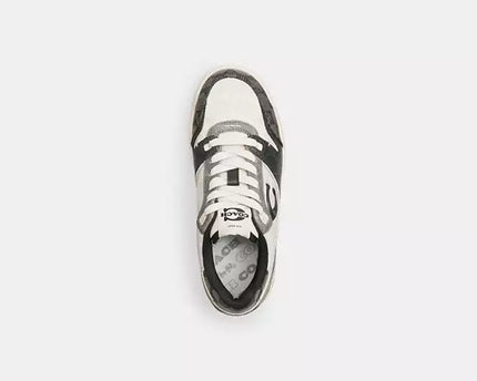 Men's COACH SoHo Leather Lace-Up Casual Black Sneakers