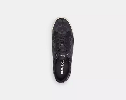 Men's Coach Clip Low-Top Skateboard Black Denim Sneakers