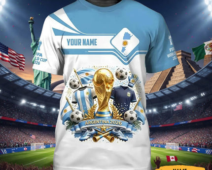 Custom Argentina 2026 FIFA World Cup T-Shirt Argentina World Cup 2026 Shirt Football Fan Gear