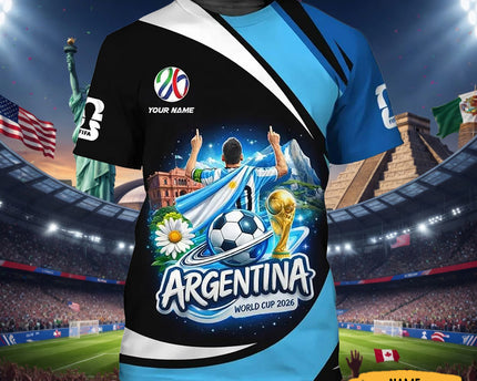Custom Argentina FIFA World Cup 2026 T-Shirt M10 Argentina World Cup 2026 Shirt M10 Fan Gear