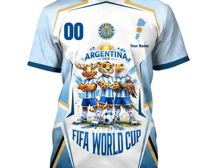 Custom Argentina FIFA World Cup T-Shirt Argentina 2026 World Cup Apparel Soccer Fan Gear