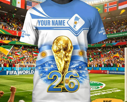 Custom Argentina FIFA World Cup T-Shirt Argentina 2026 World Cup Shirt Football Lover Gift