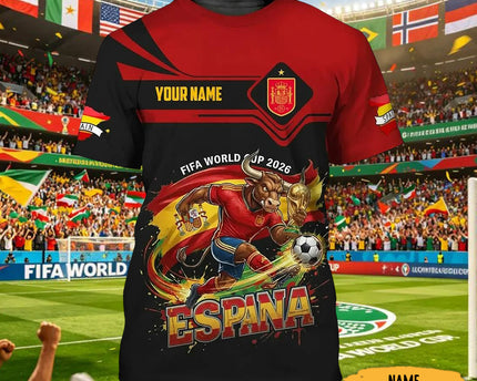 Custom Espana Spain FIFA World Cup 2026 T-Shirt Spain 2026 World Cup Shirt Football Lover Gift