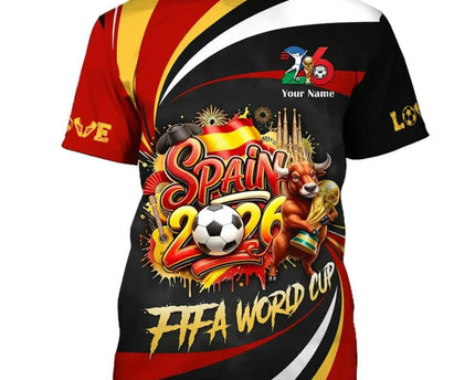 Custom Spain FIFA World Cup 2026 T-Shirt Spain World Cup Team Attire Football Lover Gift