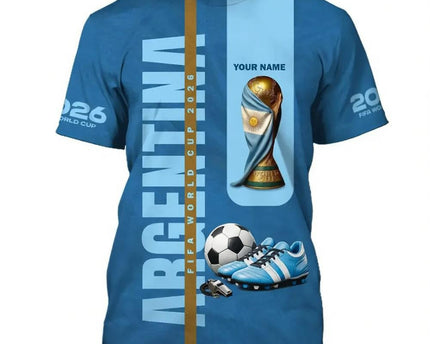 Customized Argentina FIFA World Cup 2026 T-Shirt Argentina 2026 World Cup Outfit Football Gear