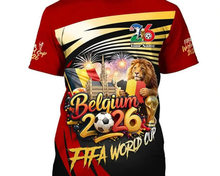 Customized Belgium 2026 FIFA World Cup T-Shirt Belgium Soccer Apparel Gift For Soccer Lover