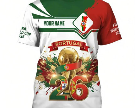 Customized Portugal 2026 FIFA World Cup T-Shirt Portugal World Cup 2026 Attire Fan Merch