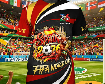 Customized Spain FIFA World Cup 2026 T-Shirt Spain Soccer Outfit Gift For Soccer Lover