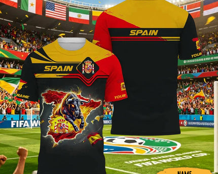 Customized Spain FIFA World Cup 2026 T-Shirt Spain Soccer Shirt Unique Gift For Soccer Fan