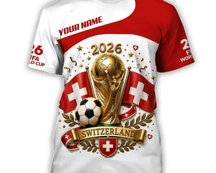 Customized Switzerland FIFA World Cup 2026 T-Shirt Switzerland World Cup Squad Attire Gift Idea