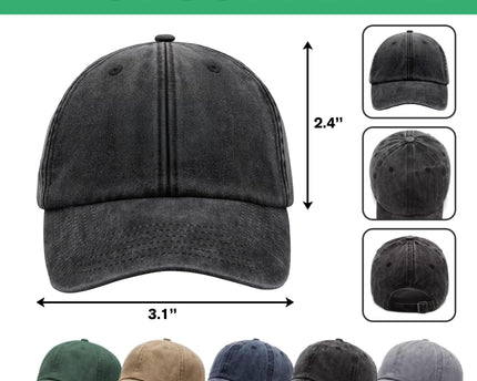 Custom Photo Dog Cat Dad Washed Denim Baseball Cap