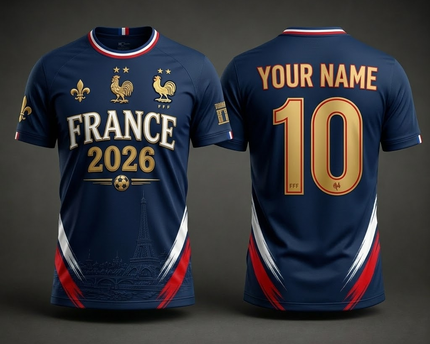 Personalized France 2026 Soccer Jersey Custom Name Gift for Sports Lovers