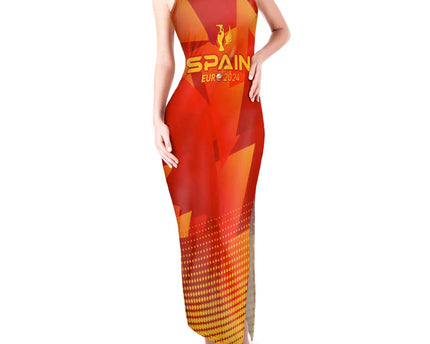 Personalized Spain Football 2024 Tank Maxi Dress Trophy Wing Style