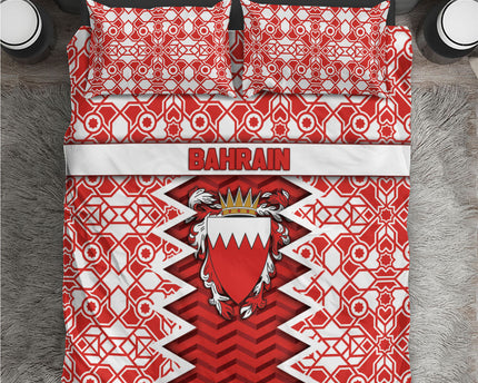 Bahrain Bedding Set Royal Coat Of Arms And Map Islamic Pattern