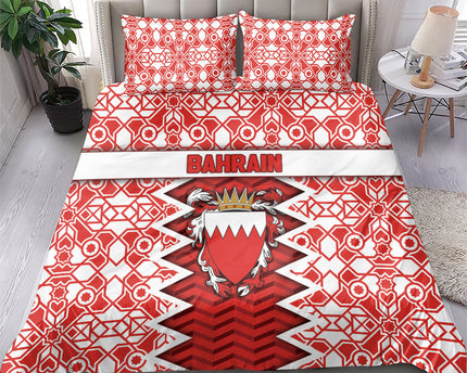 Bahrain Bedding Set Royal Coat Of Arms And Map Islamic Pattern