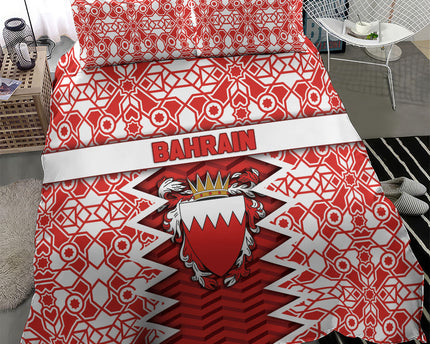 Bahrain Bedding Set Royal Coat Of Arms And Map Islamic Pattern