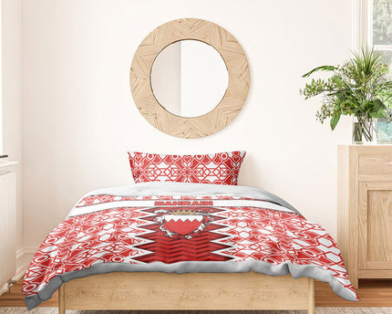 Bahrain Bedding Set Royal Coat Of Arms And Map Islamic Pattern