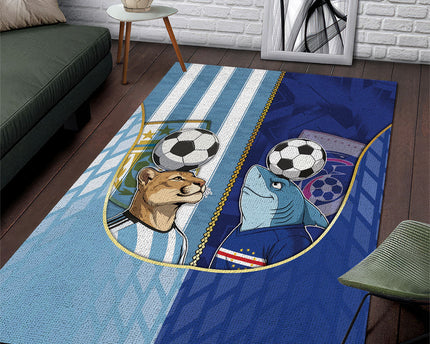 Argentine And Cape Verde Football Area Rug Split Flag Puma Shark Soccer
