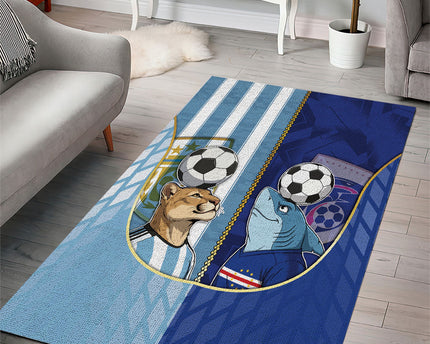 Argentine And Cape Verde Football Area Rug Split Flag Puma Shark Soccer